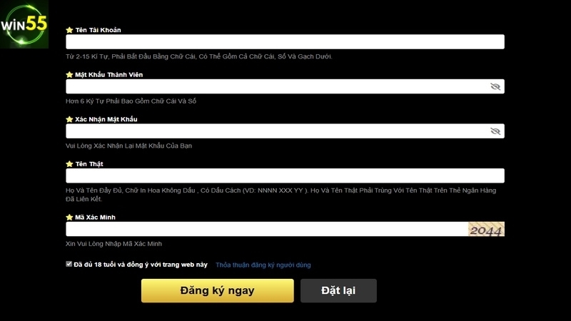 Bet thủ cần cung cấp chuẩn xác thông tin đăng ký được yêu cầu